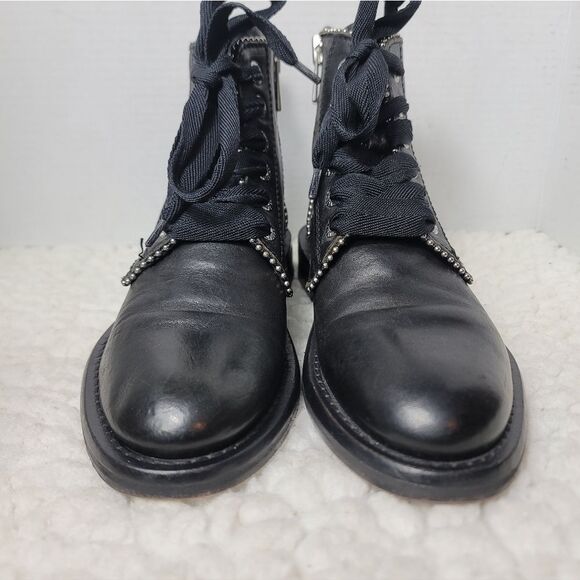 Zadig & Voltaire Laureen Roma Studs Black Leather Ankle Boots EU 39 US 8.5 Italy main image 7